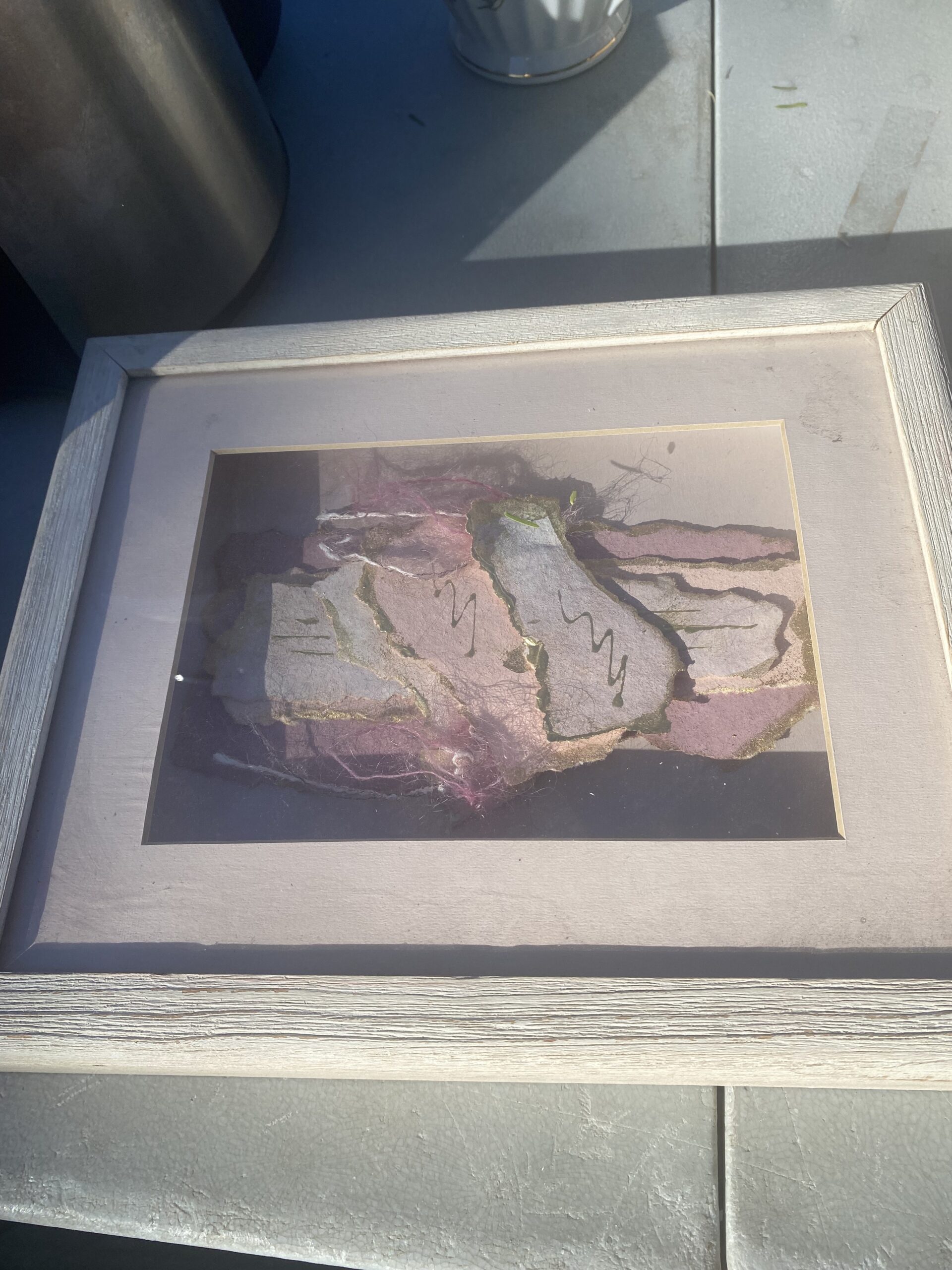 IMG_6654 Vintage Handmade Paper Framed Art - Image 1