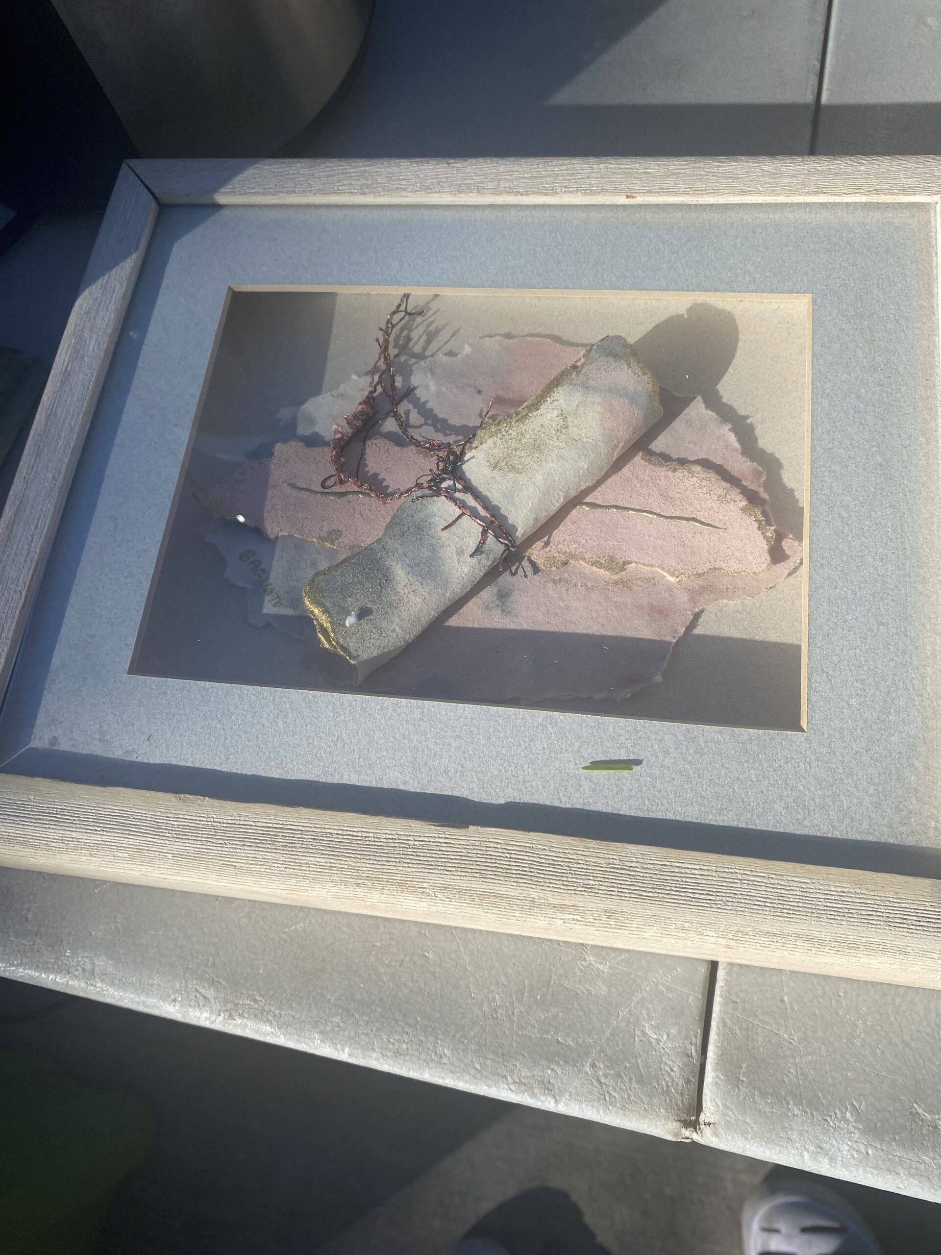 IMG_6655 Vintage Handmade Paper Framed Art - Image 1